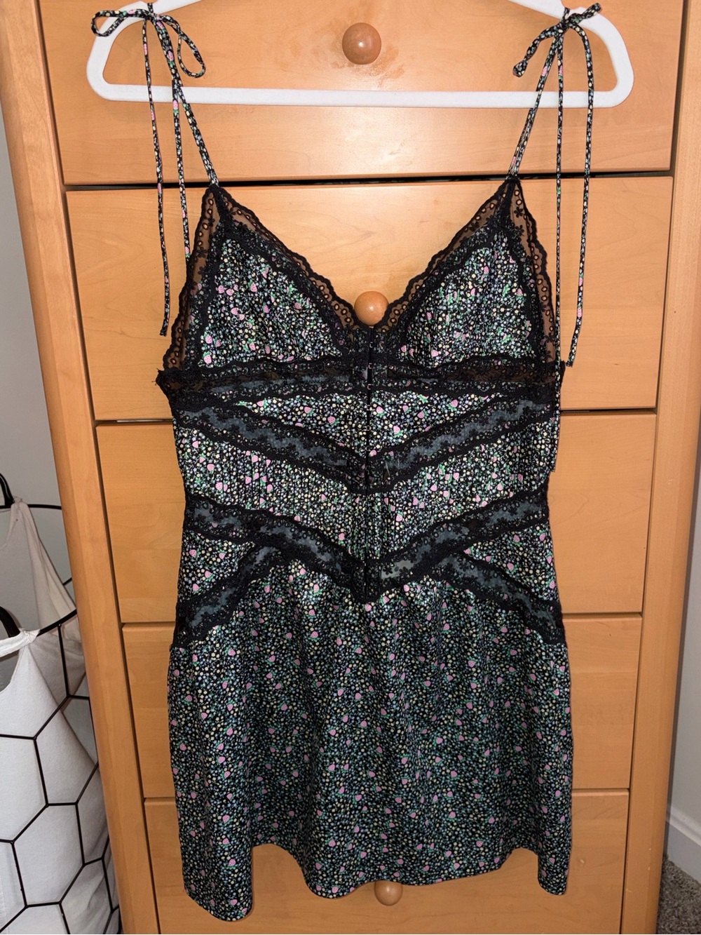 For Love & Lemons Black Floral Lace Slip Chemise